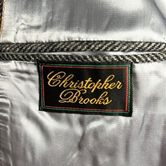 Christopher Brooks Gray Wool Two-Button Single Vent Herringbone Sport Coat 42R - Picture 14 of 15